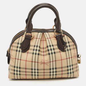 Burberry Beige/Brown Haymarket Check PVC Thornley Satchel