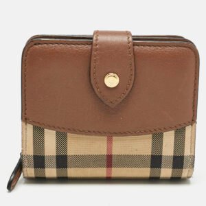 Burberry Beige/Brown Horseferry Check Canvas and Leather Finsbury Wallet