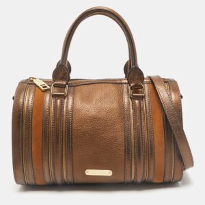 Burberry Metallic Leather and Suede Alchester Bowler Bag