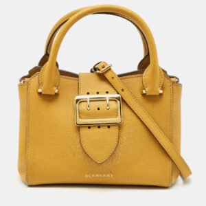 Burberry Yellow Leather Small Buckle Tote