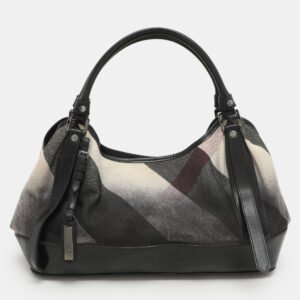 Burberry Black/Grey Mega Check Canvas and Leather Tote
