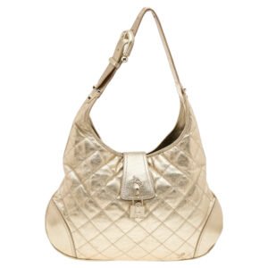 Burberry Metallic Gold Quilted Leather Brooke Hobo