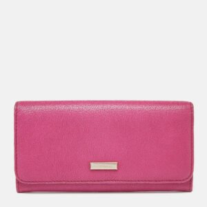 Burberry Pink Leather Flap Continental Wallet