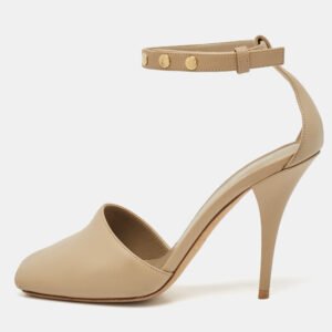 Burberry Beige Leather Ankle Strap Pumps Size 38