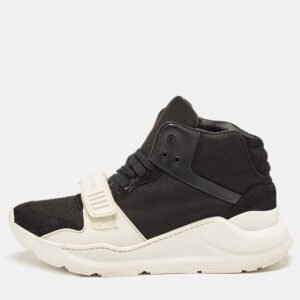 Burberry Black Suede And Neoprene Regis High Top Sneakers Size 40