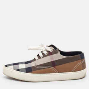 Burberry Brown House Check Canvas Pointed Toe Low Top Sneakers Size 39