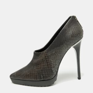 Burberry Black/Grey Python Leather Booties Size 38