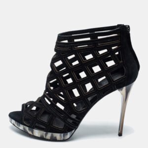 Burberry Black Cut Out Suede Ankle Booties Size 39