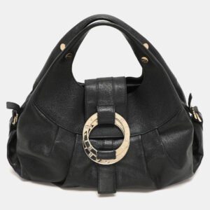 bvlgari black leather chandra hobo