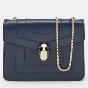 Bvlgari Navy Blue Leather Small Serpenti Forever Crossbody Bag