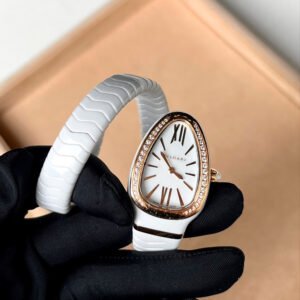 luxury-women-bvlgari-used-watches-p1143633-002 Bvlgari White Diamond 18k Rose Gold Serpenti 102613 Quartz Women's Wristwatch 35 mm