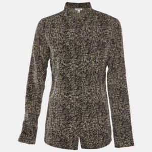 Calvin Klein Black Printed Polyester Neck Tie Detail Shirt M