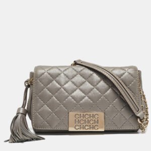 luxury-women-carolina-herrera-used-handbags-p1123967-008 Carolina Herrera Grey Quilted Leather Bimba Tassel Shoulder Bag