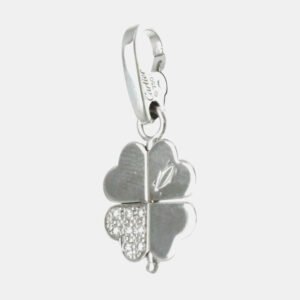 Cartier 18K White Gold and Diamond 4 Leaf Clover Pendant Charm