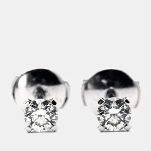 Cartier 1895  Solitaire Diamonds 0.41 cts 18k White Gold Stud Earrings