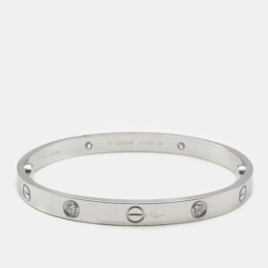Cartier 18K White Gold and Diamond Love Bangle Bracelet