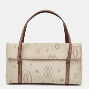 Cartier Brown/Grey Satin and Lizard Happy Birthday Cabochon Flap Bag