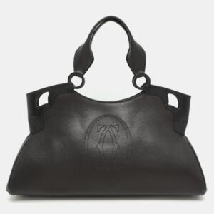Cartier Black/Graphite Karung And Leather Medium Marcello de Cartier Bag
