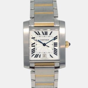 Cartier Beige Stainless Steel Tank Francaise W51005Q4 Quartz Women's Wristwatch 27 mm