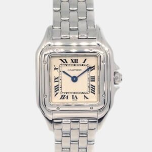 Cartier Beige 18k White Gold Panthere W25016F3 Quartz Women's Wristwatch 22 mm