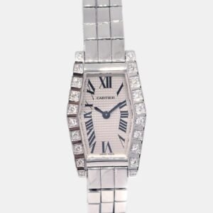 Cartier White Diamond 18k White Gold Lanieres 2560 Quartz Women's Wristwatch 18 mm