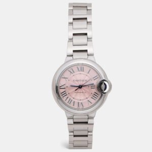 luxury-women-cartier-used-watches-p1139016-002 Cartier Pink Stainless Steel Blue Sapphire Ballon Bleu de Cartier W6920100 Women's Wristwatch 33mm