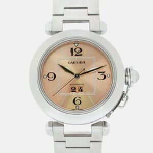 Cartier Pink Stainless Steel Pasha C W31058M7 Automatic Women's Wristwatch 35.5 mm