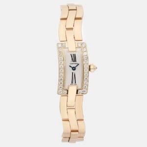 Cartier Silver 18k Rose Gold Ballerine 2992 Quartz Women's Wristwatch 24 mm