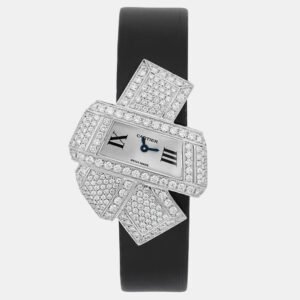 Cartier Silver 18k White Gold Diamond Libre Noeud 3080 Quartz Women's Wristwatch 30 mm