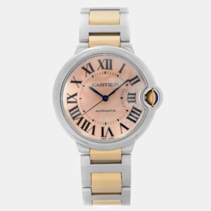 Cartier Pink MOP 18K Rose Gold Stainless Steel Ballon Bleu W6920033 Automatic Women's Wristwatch 36 mm
