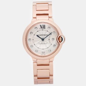 Cartier Silver 18k Rose Gold Ballon Bleu WE902026 Automatic Women's Wristwatch 36 mm