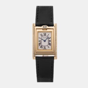luxury-women-cartier-used-watches-p1162982-003 Cartier Tank Basculante WA202251 Manual Winding 18K Yellow Gold Silver Dial Women's Wristwatch 22mm