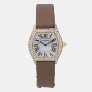 Cartier  Tortue WA503751  White Dial 18K Rose Gold Manual Winding Women's Wristwatch 28 mm