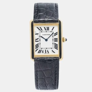 Cartier White Yellow Gold Tank Solo W1018855 Quartz Women's Wristwatch 28mm