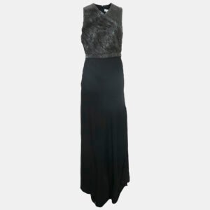 Carven Black Embellished Crepe Sans Manche Sleeveless Maxi Dress M