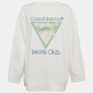 Casablanca White Printed Cotton Tennis Club Sweatshirt L