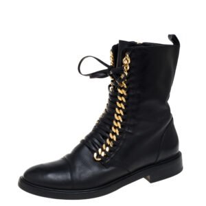 Casadei Black Leather 'City Rock' Ankle Boots Size 41