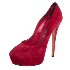 Casadei Red Suede Platform Pumps Size 37