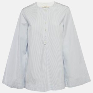 Celine Blue Striped Cotton Long Sleeve Top M