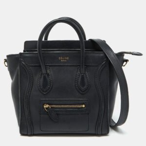 Celine Black Leather Nano Luggage Tote
