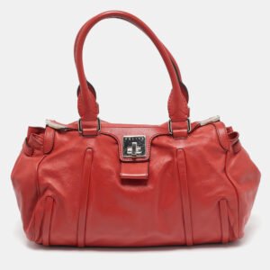 Celine Red Leather Turnlock Flap Satchel