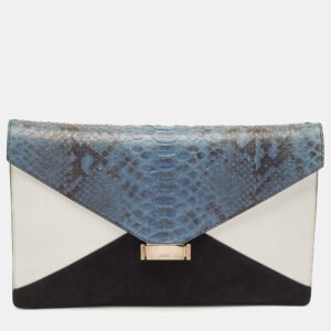 Celine Tricolor Leather, Suede and Python Diamond Clutch