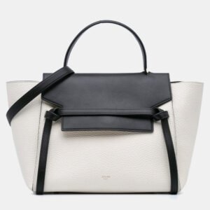 Celine Black White Mini Bicolor Leather Belt Satchel