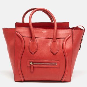 Celine Red Leather Mini Luggage Tote