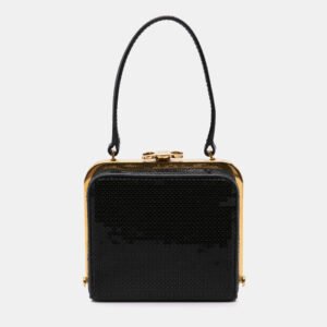 Celine Black Leather Sequin Triomphe Minaudiere