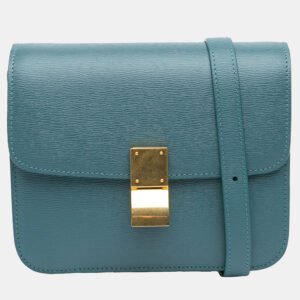 luxury-women-celine-used-handbags-p1146077-005 Celine Blue Teen Calfskin Classic Box