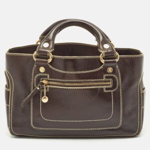 celine choco brown leather boogie satchel
