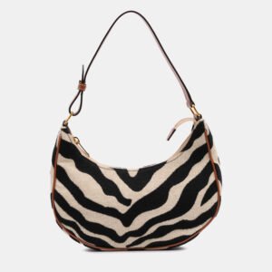 Celine Beige/Brown Canvas Zebra Print Ava Shoulder Bag