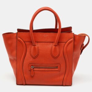 Celine Orange Leather Mini Luggage Tote
