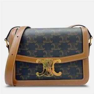 Celine Tan Brown Canvas Leather Teen Triomphe Crossbody Bag